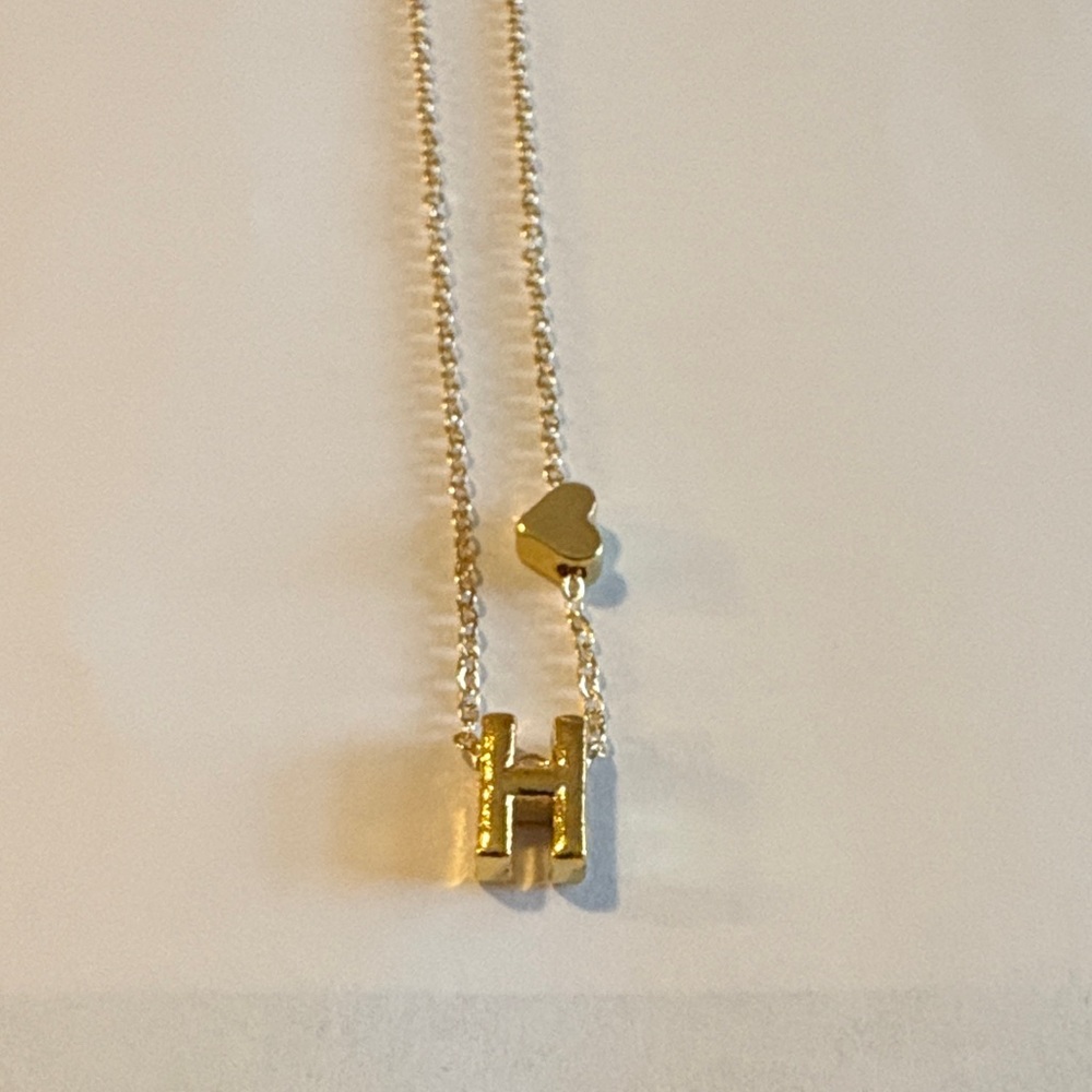 🌟 New Gold Initial Necklace with Heart